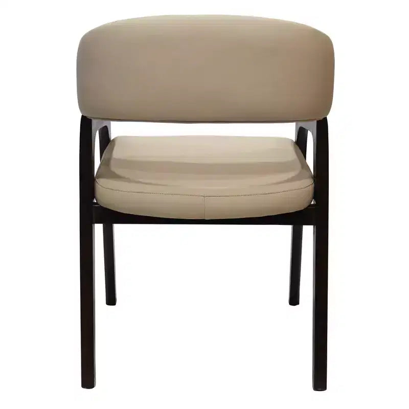 Chaises de salle à manger avec accoudoirs en U LeisureMod Cali, lot de 2, revêtement en cuir avec dossier ouvert pour cuisine moderne, salle à manger, café, bistrot
