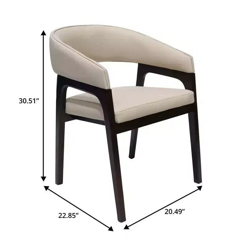 Chaises de salle à manger avec accoudoirs en U LeisureMod Cali, lot de 2, revêtement en cuir avec dossier ouvert pour cuisine moderne, salle à manger, café, bistrot