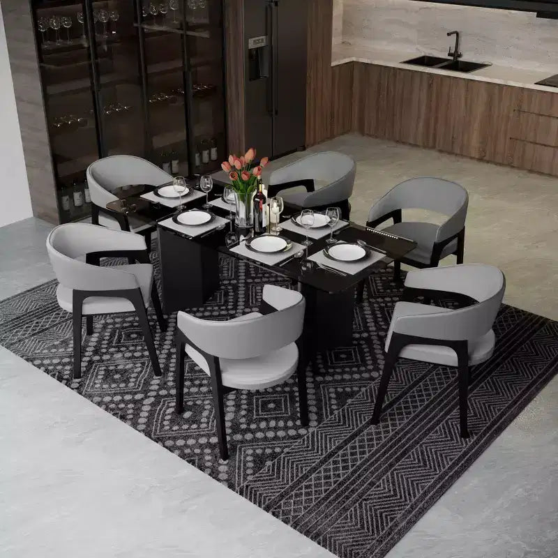 Chaises de salle à manger avec accoudoirs en U LeisureMod Cali, lot de 2, revêtement en cuir avec dossier ouvert pour cuisine moderne, salle à manger, café, bistrot