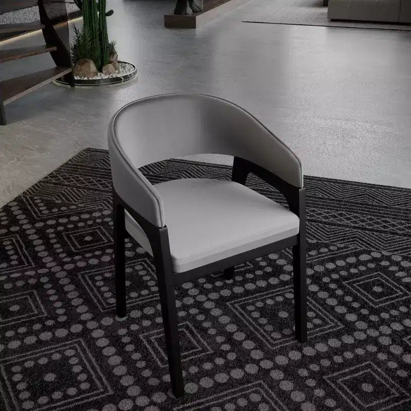 Chaises de salle à manger avec accoudoirs en U LeisureMod Cali, lot de 2, revêtement en cuir avec dossier ouvert pour cuisine moderne, salle à manger, café, bistrot