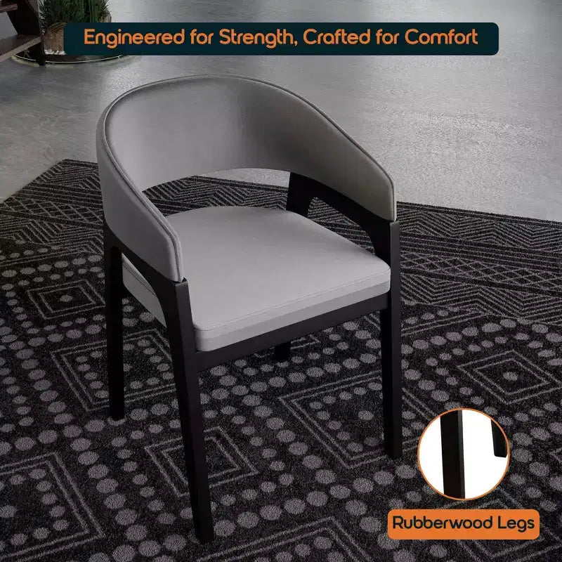 Chaises de salle à manger avec accoudoirs en U LeisureMod Cali, lot de 2, revêtement en cuir avec dossier ouvert pour cuisine moderne, salle à manger, café, bistrot
