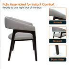Chaises de salle à manger avec accoudoirs en U LeisureMod Cali, lot de 2, revêtement en cuir avec dossier ouvert pour cuisine moderne, salle à manger, café, bistrot