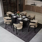 Chaises de salle à manger avec accoudoirs en U LeisureMod Cali, lot de 2, revêtement en cuir avec dossier ouvert pour cuisine moderne, salle à manger, café, bistrot