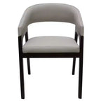 Chaises de salle à manger avec accoudoirs en U LeisureMod Cali, lot de 2, revêtement en cuir avec dossier ouvert pour cuisine moderne, salle à manger, café, bistrot
