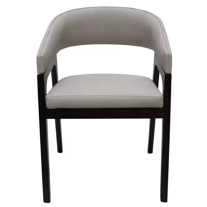 Chaises de salle à manger avec accoudoirs en U LeisureMod Cali, lot de 2, revêtement en cuir avec dossier ouvert pour cuisine moderne, salle à manger, café, bistrot