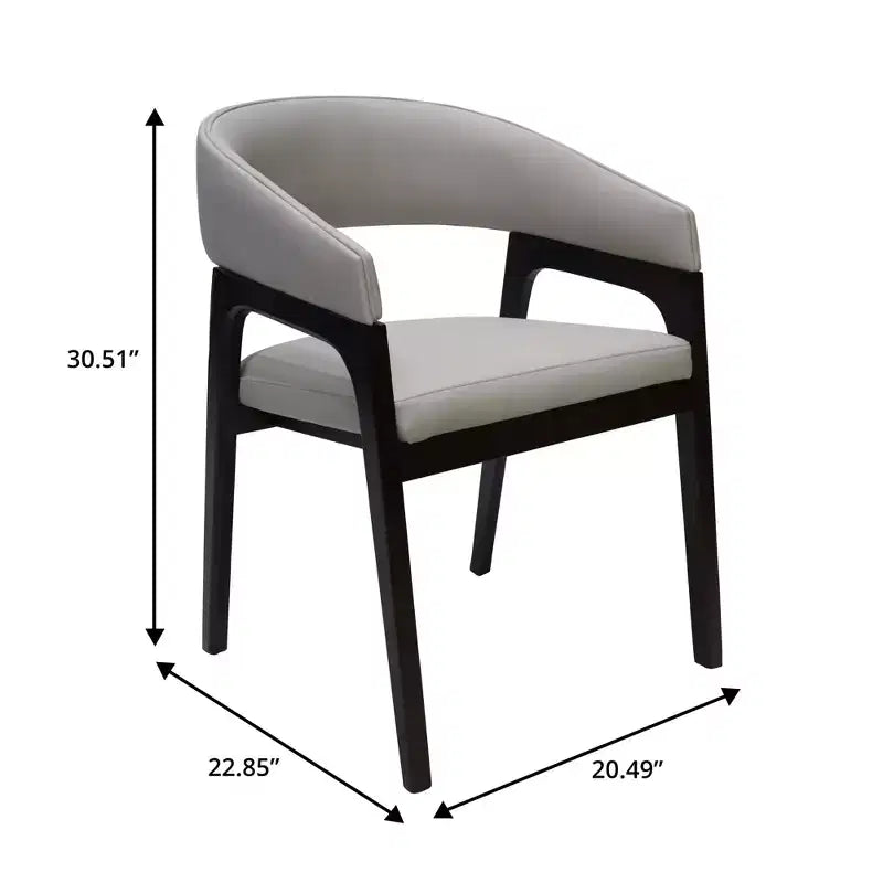 Chaises de salle à manger avec accoudoirs en U LeisureMod Cali, lot de 2, revêtement en cuir avec dossier ouvert pour cuisine moderne, salle à manger, café, bistrot