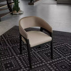 Chaises de salle à manger avec accoudoirs en U LeisureMod Cali, lot de 2, revêtement en cuir avec dossier ouvert pour cuisine moderne, salle à manger, café, bistrot