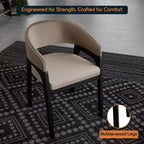 Chaises de salle à manger avec accoudoirs en U LeisureMod Cali, lot de 2, revêtement en cuir avec dossier ouvert pour cuisine moderne, salle à manger, café, bistrot