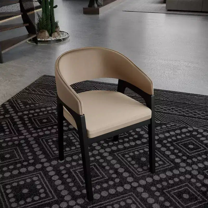 Chaises de salle à manger avec accoudoirs en U LeisureMod Cali, lot de 2, revêtement en cuir avec dossier ouvert pour cuisine moderne, salle à manger, café, bistrot