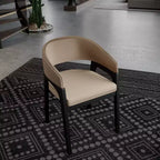 Chaises de salle à manger avec accoudoirs en U LeisureMod Cali, lot de 2, revêtement en cuir avec dossier ouvert pour cuisine moderne, salle à manger, café, bistrot