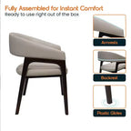 Chaises de salle à manger avec accoudoirs en U LeisureMod Cali, lot de 2, revêtement en cuir avec dossier ouvert pour cuisine moderne, salle à manger, café, bistrot
