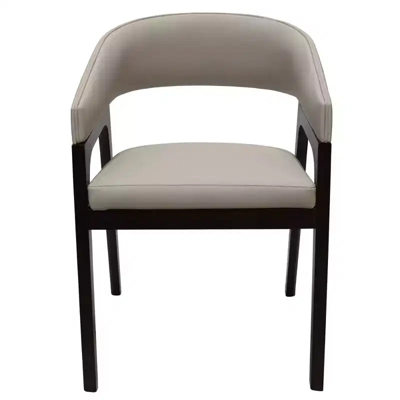 Chaises de salle à manger avec accoudoirs en U LeisureMod Cali, lot de 2, revêtement en cuir avec dossier ouvert pour cuisine moderne, salle à manger, café, bistrot