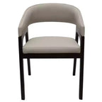 Chaises de salle à manger avec accoudoirs en U LeisureMod Cali, lot de 2, revêtement en cuir avec dossier ouvert pour cuisine moderne, salle à manger, café, bistrot
