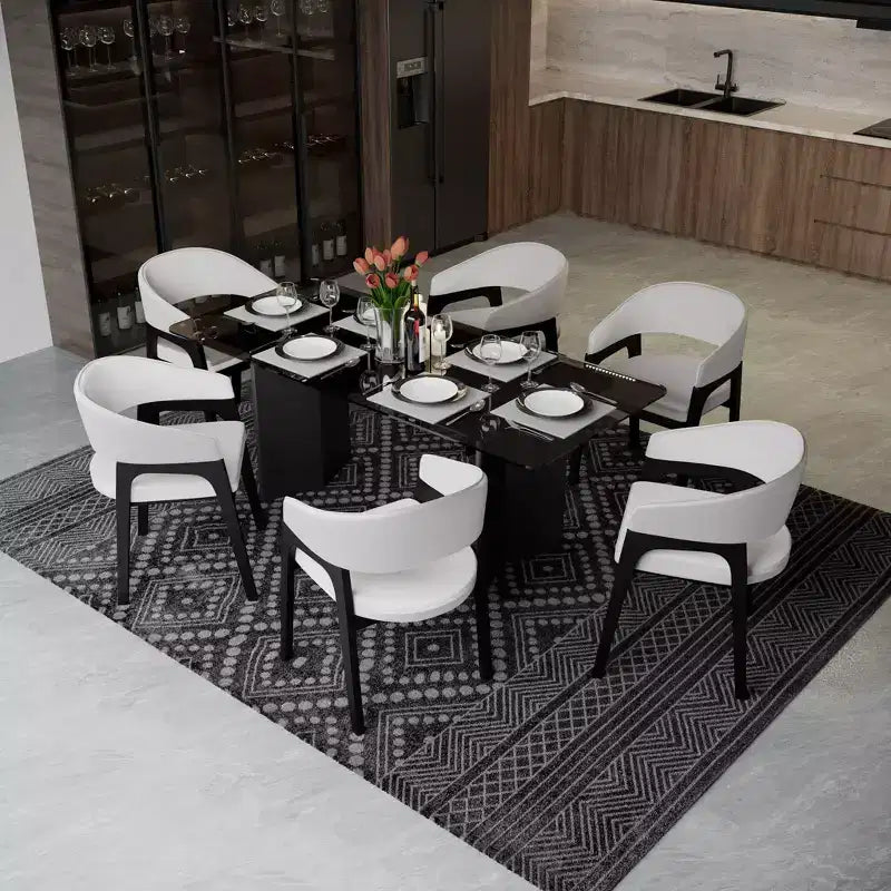 Chaises de salle à manger avec accoudoirs en U LeisureMod Cali, lot de 2, revêtement en cuir avec dossier ouvert pour cuisine moderne, salle à manger, café, bistrot