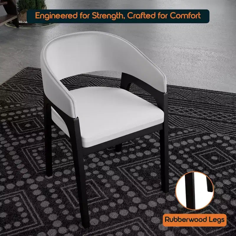 Chaises de salle à manger avec accoudoirs en U LeisureMod Cali, lot de 2, revêtement en cuir avec dossier ouvert pour cuisine moderne, salle à manger, café, bistrot