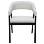 Chaises de salle à manger avec accoudoirs en U LeisureMod Cali, lot de 2, revêtement en cuir avec dossier ouvert pour cuisine moderne, salle à manger, café, bistrot