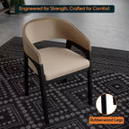 Chaises de salle à manger avec accoudoirs en U LeisureMod Cali, lot de 2, revêtement en cuir avec dossier ouvert pour cuisine moderne, salle à manger, café, bistrot