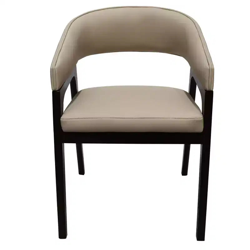 Chaises de salle à manger avec accoudoirs en U LeisureMod Cali, lot de 2, revêtement en cuir avec dossier ouvert pour cuisine moderne, salle à manger, café, bistrot