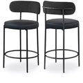 Meridian Furniture,Beacon Black Vegan Leather Seat Stool, Set of 2