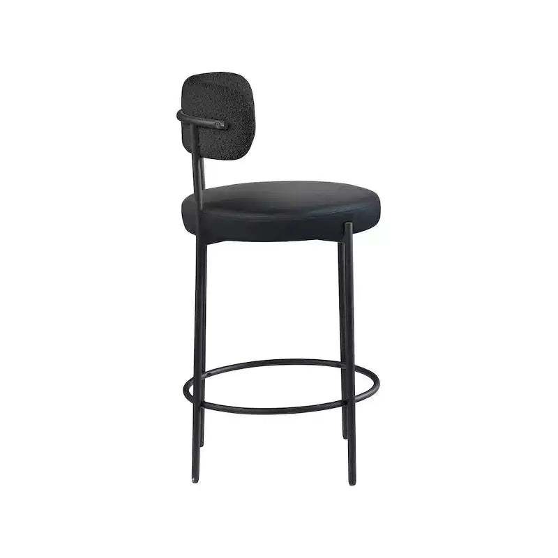 Tabourets de bar Meridian Furniture Beacon en cuir vegan noir, lot de 2