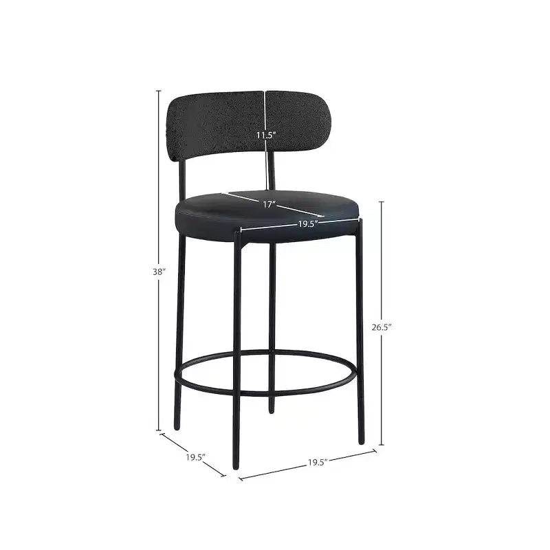 Tabourets de bar Meridian Furniture Beacon en cuir vegan noir, lot de 2