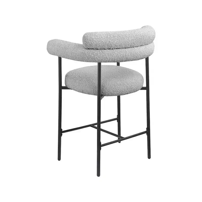 Meridian Furniture, Tabouret de comptoir Blake en tissu bouclette gris, Lot de 2