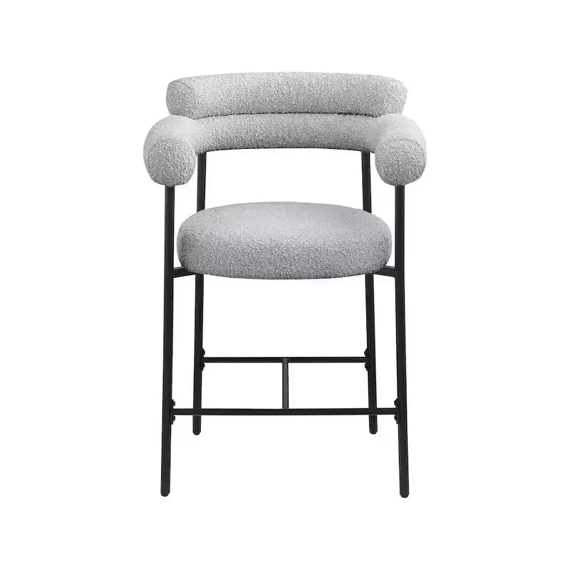 Meridian Furniture, Tabouret de comptoir Blake en tissu bouclette gris, Lot de 2