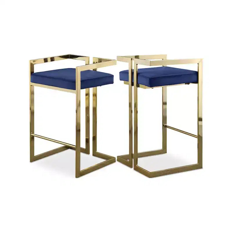 Meridian Furniture,Ezra Navy Velvet Stool, Set of 2