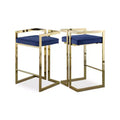 Meridian Furniture,Ezra Navy Velvet Stool, Set of 2