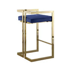 Meridian Furniture, Tabouret Ezra en velours bleu marine, lot de 2