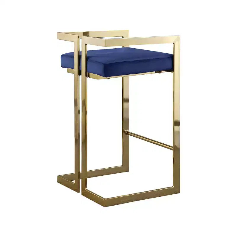 Meridian Furniture, Tabouret Ezra en velours bleu marine, lot de 2