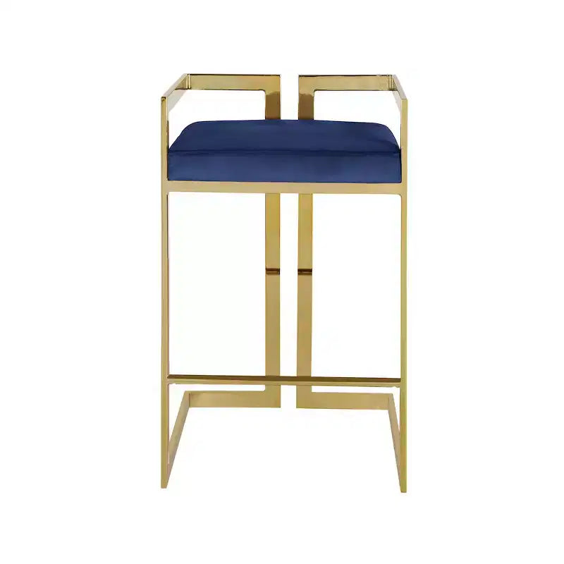 Meridian Furniture, Tabouret Ezra en velours bleu marine, lot de 2