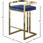 Meridian Furniture, Tabouret Ezra en velours bleu marine, lot de 2