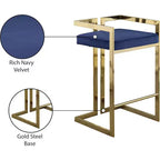 Meridian Furniture, Tabouret Ezra en velours bleu marine, lot de 2