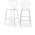 Meridian Furniture,Clarion Chrome Metal Stool, Set of 2