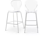 Meridian Furniture,Clarion Chrome Metal Stool, Set of 2