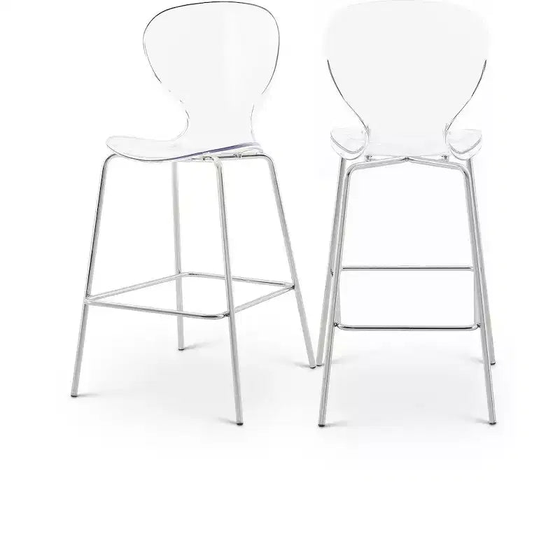 Meridian Furniture,Clarion Chrome Metal Stool, Set of 2