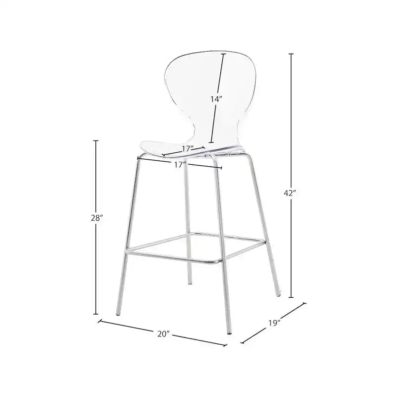 Meridian Furniture, Tabouret Clarion en métal chromé, Lot de 2