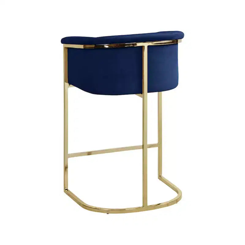 Meridian Furniture, Tabouret Donatella en velours bleu marine