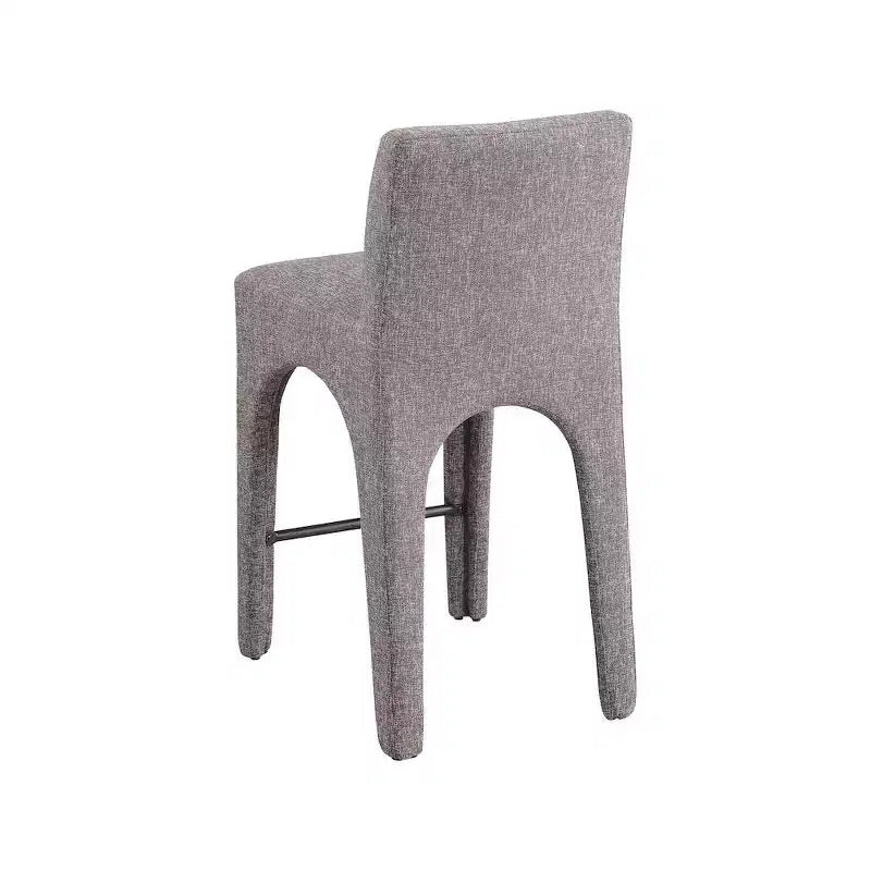 Meridian Furniture, Tabouret en tissu texturé lin marron Gramercy