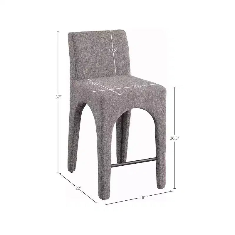 Meridian Furniture, Tabouret en tissu texturé lin marron Gramercy