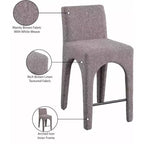 Meridian Furniture, Tabouret en tissu texturé lin marron Gramercy