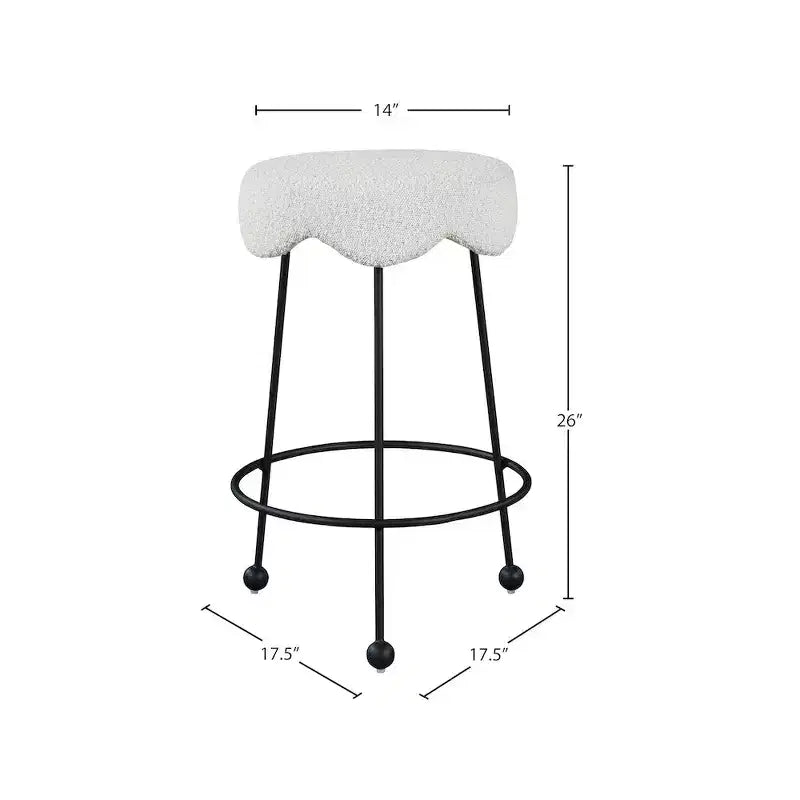 Meridian Furniture, Tabouret de comptoir en tissu crème Fleur