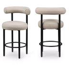 Meridian Furniture,Bordeaux Taupe Vegan Leather Counter Stool, Set of 2
