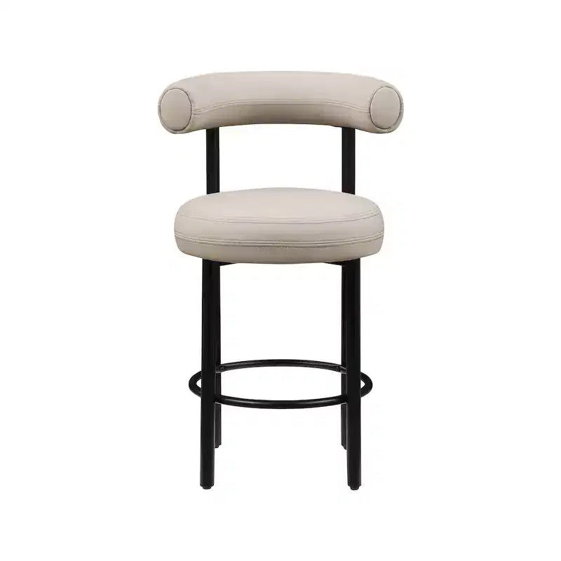 Meridian Furniture, Tabouret de comptoir en cuir végétalien taupe Bordeaux, ensemble de 2