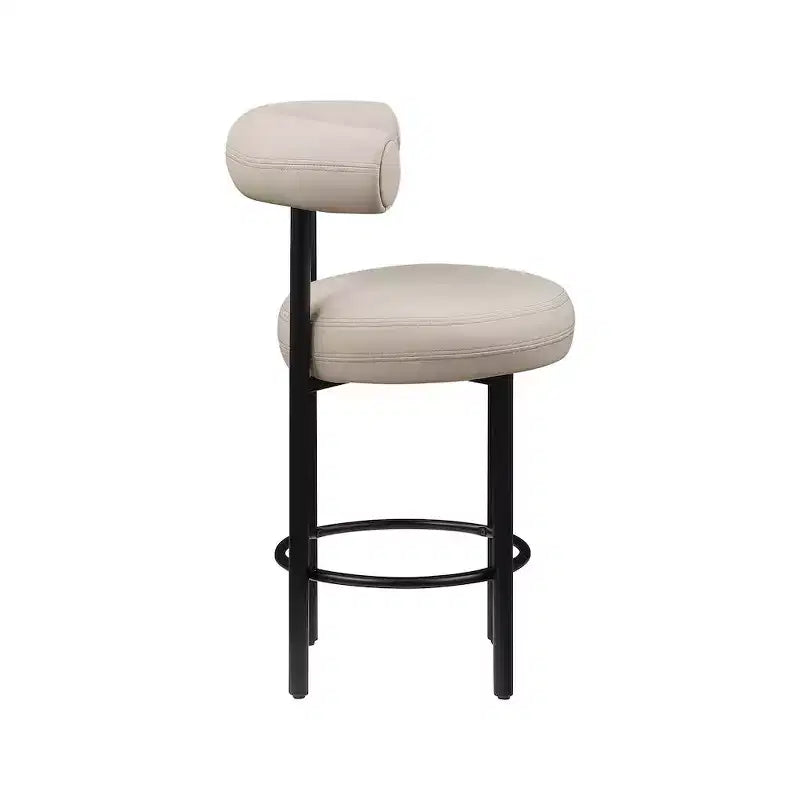 Meridian Furniture, Tabouret de comptoir en cuir végétalien taupe Bordeaux, ensemble de 2