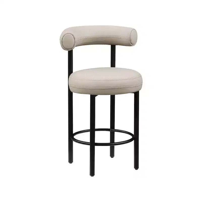 Meridian Furniture, Tabouret de comptoir en cuir végétalien taupe Bordeaux, ensemble de 2