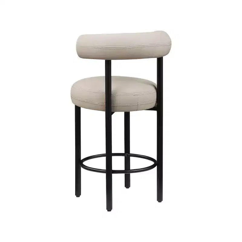 Meridian Furniture, Tabouret de comptoir en cuir végétalien taupe Bordeaux, ensemble de 2