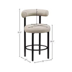 Meridian Furniture, Tabouret de comptoir en cuir végétalien taupe Bordeaux, ensemble de 2