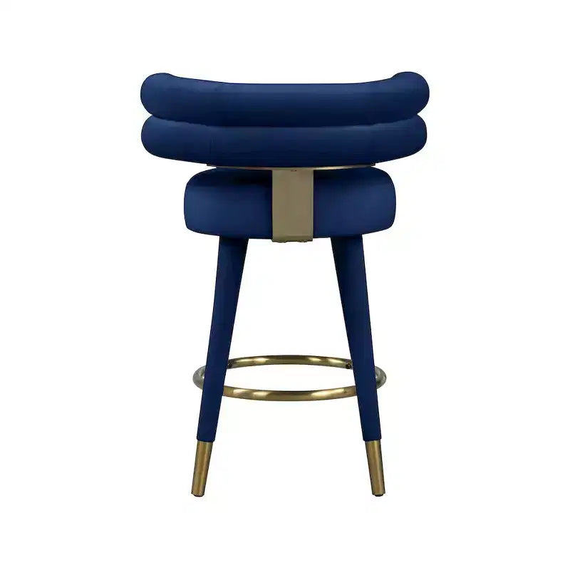 Meridian Furniture, Tabouret de comptoir en velours Fitzroy bleu marine, lot de 2